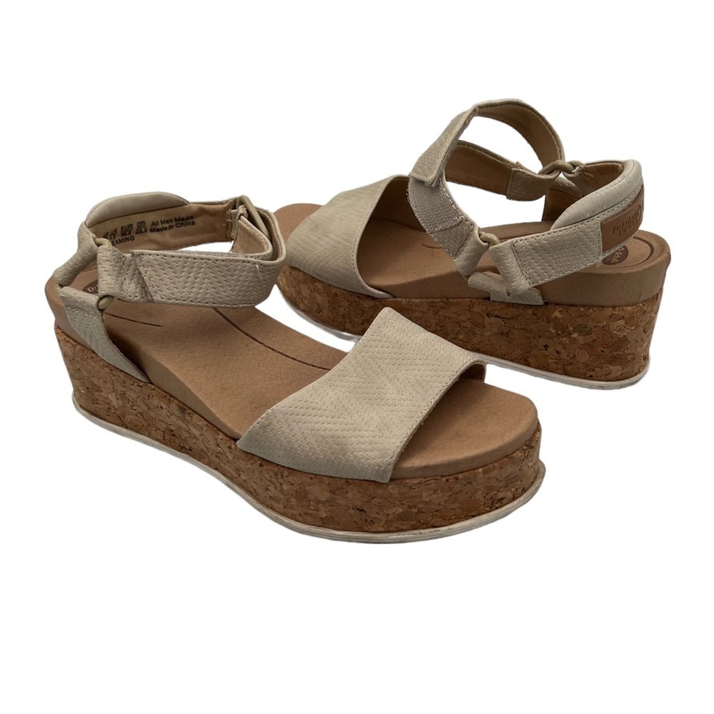 Dr Scholl's Beaming Tan Cork Wedge Platform Sandals Size 6.5 Women’s
